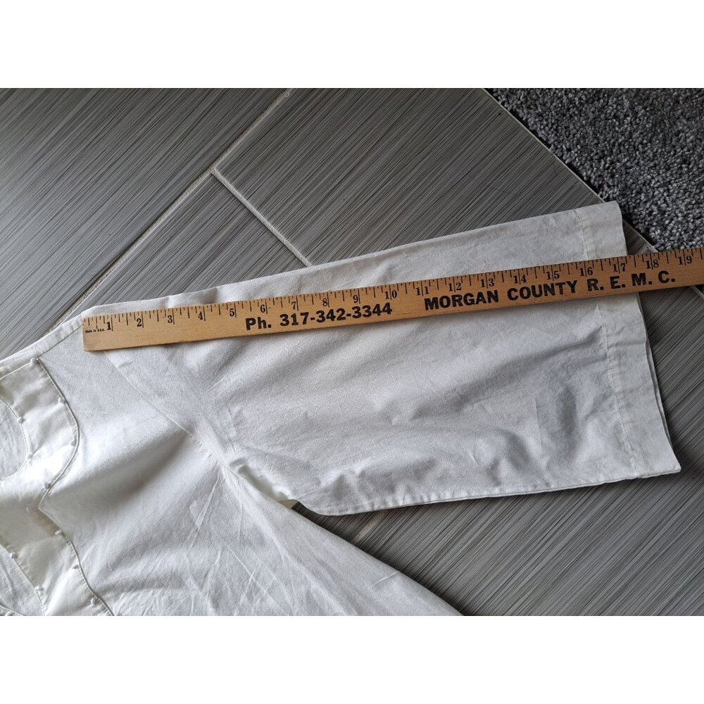 New Frances Valentine White Cotton Poplin Easy Dress  Nubs Lagenlook Pockets M - Picture 14 of 16